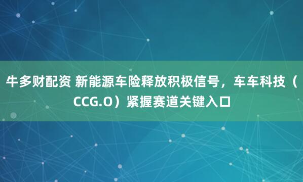 牛多财配资 新能源车险释放积极信号，车车科技（CCG.O）紧握赛道关键入口