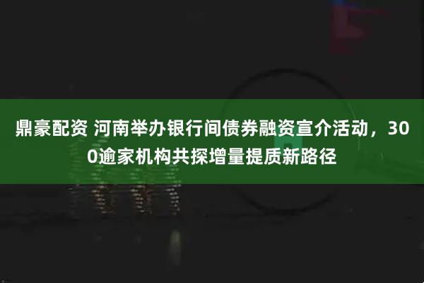 鼎豪配资 河南举办银行间债券融资宣介活动，300逾家机构共探增量提质新路径