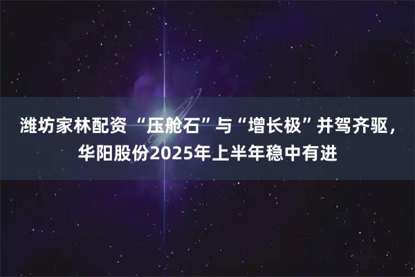 潍坊家林配资 “压舱石”与“增长极”并驾齐驱，华阳股份2025年上半年稳中有进