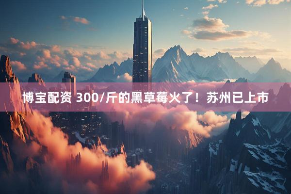 博宝配资 300/斤的黑草莓火了！苏州已上市